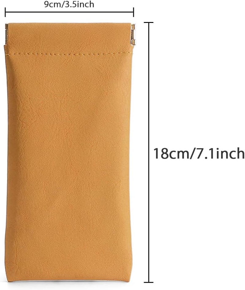 Ldirect 3 Pack Leather Eyeglasses Cases PU Soft Sunglasses Pouch Squeeze Top Portable Glasses Cases for Men Women - Image 2